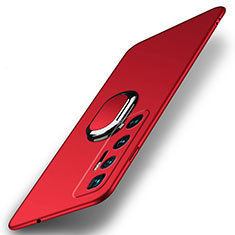 Custodia Plastica Rigida Cover Opaca con Magnetico Anello Supporto A01 per Xiaomi Mi 10 Ultra Rosso