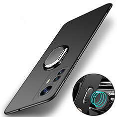 Custodia Plastica Rigida Cover Opaca con Magnetico Anello Supporto A01 per Xiaomi Mi 12 5G Nero