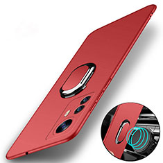 Custodia Plastica Rigida Cover Opaca con Magnetico Anello Supporto A01 per Xiaomi Mi 12 5G Rosso
