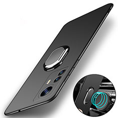 Custodia Plastica Rigida Cover Opaca con Magnetico Anello Supporto A01 per Xiaomi Mi 12S 5G Nero