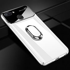 Custodia Plastica Rigida Cover Opaca con Magnetico Anello Supporto A01 per Xiaomi Mi 8 Lite Bianco