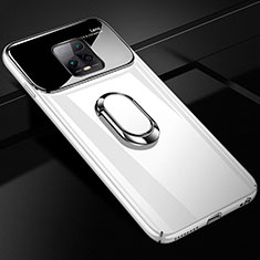 Custodia Plastica Rigida Cover Opaca con Magnetico Anello Supporto A01 per Xiaomi Redmi 10X 5G Bianco