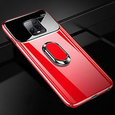 Custodia Plastica Rigida Cover Opaca con Magnetico Anello Supporto A01 per Xiaomi Redmi 10X 5G Rosso