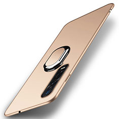 Custodia Plastica Rigida Cover Opaca con Magnetico Anello Supporto A02 per Oppo Find X2 Pro Oro