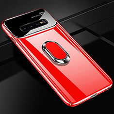 Custodia Plastica Rigida Cover Opaca con Magnetico Anello Supporto A02 per Samsung Galaxy S10 Rosso