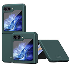 Custodia Plastica Rigida Cover Opaca con Magnetico Anello Supporto AN1 per Samsung Galaxy Z Flip5 5G Verde