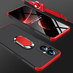 Custodia Plastica Rigida Cover Opaca con Magnetico Anello Supporto GK1 per OnePlus Nord N20 5G Rosso e Nero
