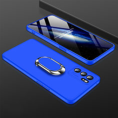 Custodia Plastica Rigida Cover Opaca con Magnetico Anello Supporto GK1 per Oppo Reno6 Pro 5G India Blu
