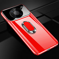 Custodia Plastica Rigida Cover Opaca con Magnetico Anello Supporto K01 per Huawei Mate 40 Pro Rosso