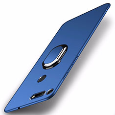 Custodia Plastica Rigida Cover Opaca con Magnetico Anello Supporto P01 per Huawei Honor V20 Blu