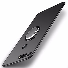 Custodia Plastica Rigida Cover Opaca con Magnetico Anello Supporto P01 per Huawei Honor V20 Nero