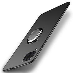 Custodia Plastica Rigida Cover Opaca con Magnetico Anello Supporto P01 per Huawei Nova 6 SE Nero