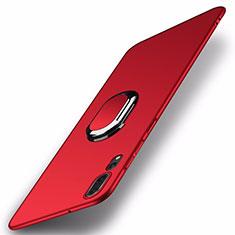 Custodia Plastica Rigida Cover Opaca con Magnetico Anello Supporto P01 per Huawei P20 Pro Rosso