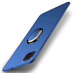 Custodia Plastica Rigida Cover Opaca con Magnetico Anello Supporto P01 per Huawei P40 Lite Blu