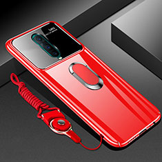 Custodia Plastica Rigida Cover Opaca con Magnetico Anello Supporto P01 per Oppo R17 Pro Rosso