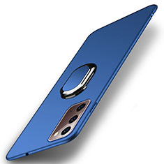 Custodia Plastica Rigida Cover Opaca con Magnetico Anello Supporto P01 per Samsung Galaxy Note 20 5G Blu