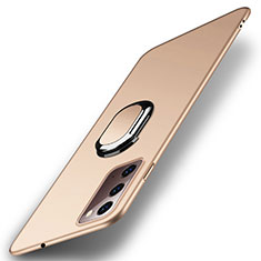 Custodia Plastica Rigida Cover Opaca con Magnetico Anello Supporto P01 per Samsung Galaxy Note 20 5G Oro