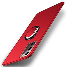 Custodia Plastica Rigida Cover Opaca con Magnetico Anello Supporto P01 per Samsung Galaxy Note 20 5G Rosso