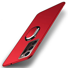 Custodia Plastica Rigida Cover Opaca con Magnetico Anello Supporto P01 per Samsung Galaxy Note 20 Ultra 5G Rosso