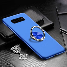 Custodia Plastica Rigida Cover Opaca con Magnetico Anello Supporto P01 per Samsung Galaxy S10 5G Blu