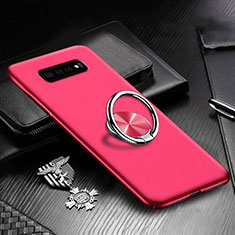 Custodia Plastica Rigida Cover Opaca con Magnetico Anello Supporto P01 per Samsung Galaxy S10 Plus Rosa Caldo