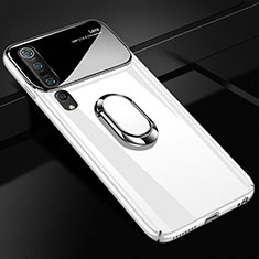 Custodia Plastica Rigida Cover Opaca con Magnetico Anello Supporto P01 per Xiaomi Mi 10 Pro Bianco