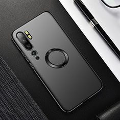 Custodia Plastica Rigida Cover Opaca con Magnetico Anello Supporto P01 per Xiaomi Mi Note 10 Nero