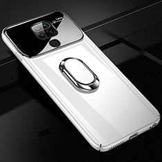 Custodia Plastica Rigida Cover Opaca con Magnetico Anello Supporto P01 per Xiaomi Redmi 10X 4G Bianco
