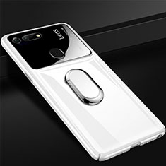 Custodia Plastica Rigida Cover Opaca con Magnetico Anello Supporto P02 per Huawei Honor V20 Bianco