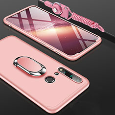 Custodia Plastica Rigida Cover Opaca con Magnetico Anello Supporto P02 per Huawei P20 Lite (2019) Oro Rosa