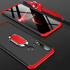 Custodia Plastica Rigida Cover Opaca con Magnetico Anello Supporto P02 per Huawei P20 Lite (2019) Rosso e Nero