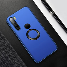 Custodia Plastica Rigida Cover Opaca con Magnetico Anello Supporto P02 per Xiaomi Redmi Note 8 (2021) Blu