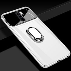 Custodia Plastica Rigida Cover Opaca con Magnetico Anello Supporto P02 per Xiaomi Redmi Note 8 Pro Bianco