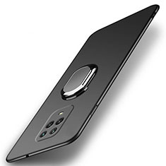 Custodia Plastica Rigida Cover Opaca con Magnetico Anello Supporto P02 per Xiaomi Redmi Note 9 Nero