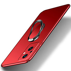 Custodia Plastica Rigida Cover Opaca con Magnetico Anello Supporto per OnePlus Nord N20 5G Rosso
