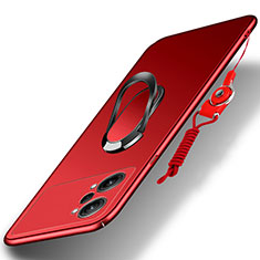 Custodia Plastica Rigida Cover Opaca con Magnetico Anello Supporto per Oppo K10 Pro 5G Rosso
