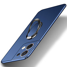 Custodia Plastica Rigida Cover Opaca con Magnetico Anello Supporto per Oppo Reno8 Pro 5G Blu