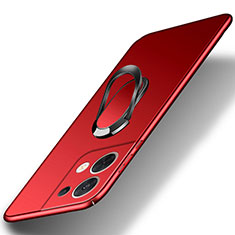 Custodia Plastica Rigida Cover Opaca con Magnetico Anello Supporto per Oppo Reno8 Pro+ Plus 5G Rosso