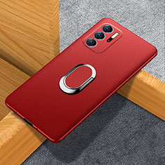 Custodia Plastica Rigida Cover Opaca con Magnetico Anello Supporto per Xiaomi Redmi Note 10 5G Rosso
