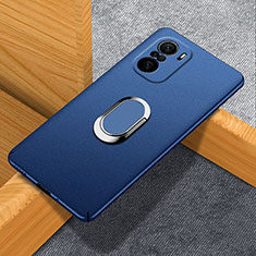 Custodia Plastica Rigida Cover Opaca con Magnetico Anello Supporto S01 per Xiaomi Mi 11X 5G Blu