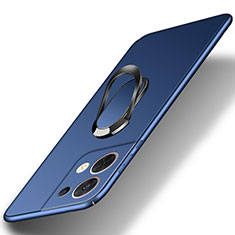 Custodia Plastica Rigida Cover Opaca con Magnetico Anello Supporto S01 per Xiaomi Redmi Note 13 5G Blu