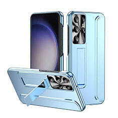 Custodia Plastica Rigida Cover Opaca con Supporto ZL2 per Samsung Galaxy S23 Ultra 5G Blu