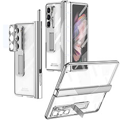 Custodia Plastica Rigida Cover Opaca con Supporto ZL8 per Samsung Galaxy Z Fold5 5G Argento