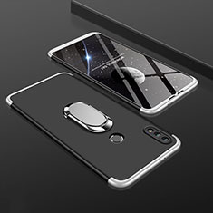 Custodia Plastica Rigida Cover Opaca Fronte e Retro 360 Gradi con Anello Supporto per Huawei Enjoy 9 Plus Argento