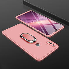 Custodia Plastica Rigida Cover Opaca Fronte e Retro 360 Gradi con Anello Supporto per Huawei Enjoy 9 Plus Oro Rosa