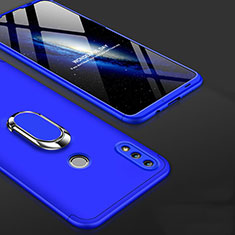 Custodia Plastica Rigida Cover Opaca Fronte e Retro 360 Gradi con Anello Supporto per Huawei Honor 10 Lite Blu