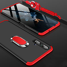 Custodia Plastica Rigida Cover Opaca Fronte e Retro 360 Gradi con Anello Supporto per Huawei Honor 20S Rosso e Nero