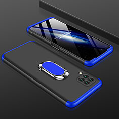 Custodia Plastica Rigida Cover Opaca Fronte e Retro 360 Gradi con Anello Supporto per Huawei Nova 7i Blu e Nero