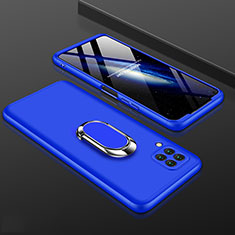 Custodia Plastica Rigida Cover Opaca Fronte e Retro 360 Gradi con Anello Supporto per Huawei P40 Lite Blu