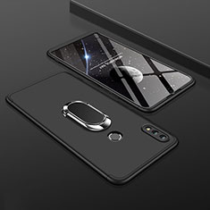Custodia Plastica Rigida Cover Opaca Fronte e Retro 360 Gradi con Anello Supporto per Huawei Y9 (2019) Nero